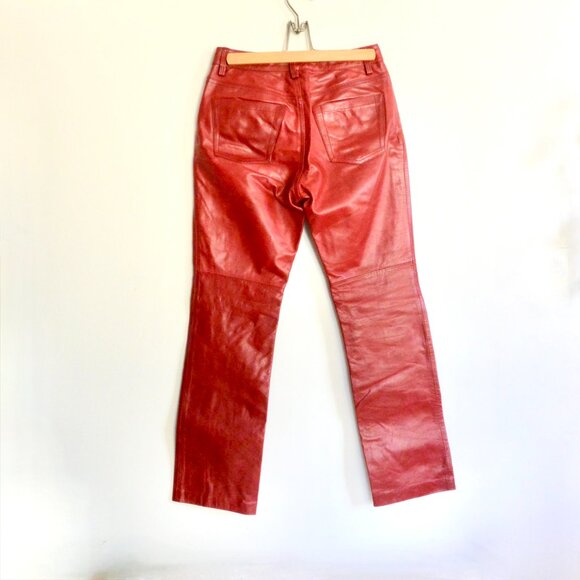 Vintage Gap Red Bootcut Genuine Leather Pants Size 2  Holiday Party Fashion - Picture 3 of 10